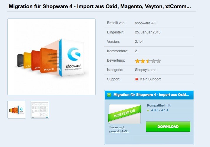 Shopware Import Plugin - Download Seite