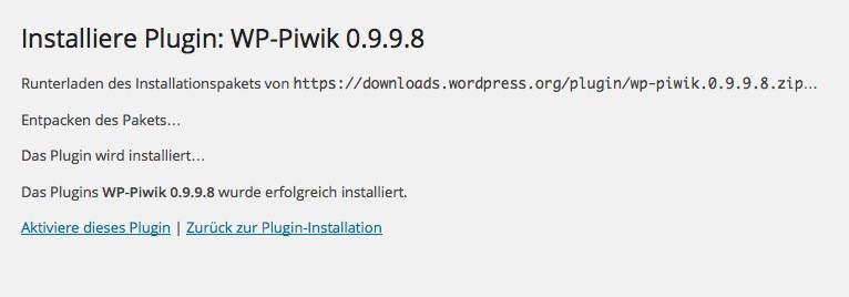 WP Piwik konfigurieren - Plugin aktivieren