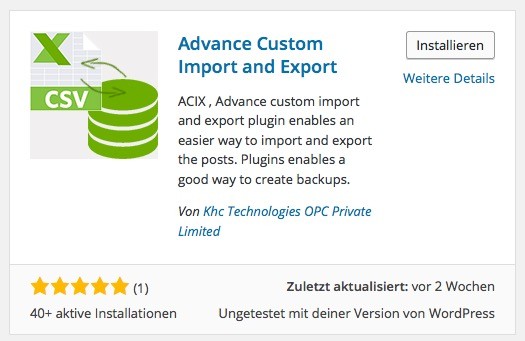 Wordpress Import / Export Plugin - Beitrage exportieren