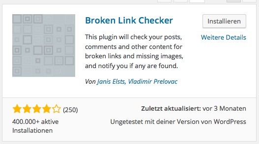 Wordpress Plugin - Broken Link Checker